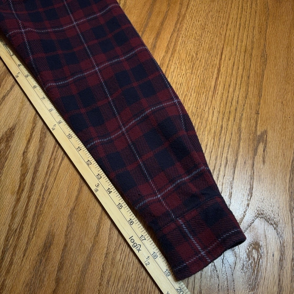 Orvis‎ Flannel Shirt Mens Medium Red Blue Buffalo Plaid Heavyweight Shacket - Picture 8 of 9